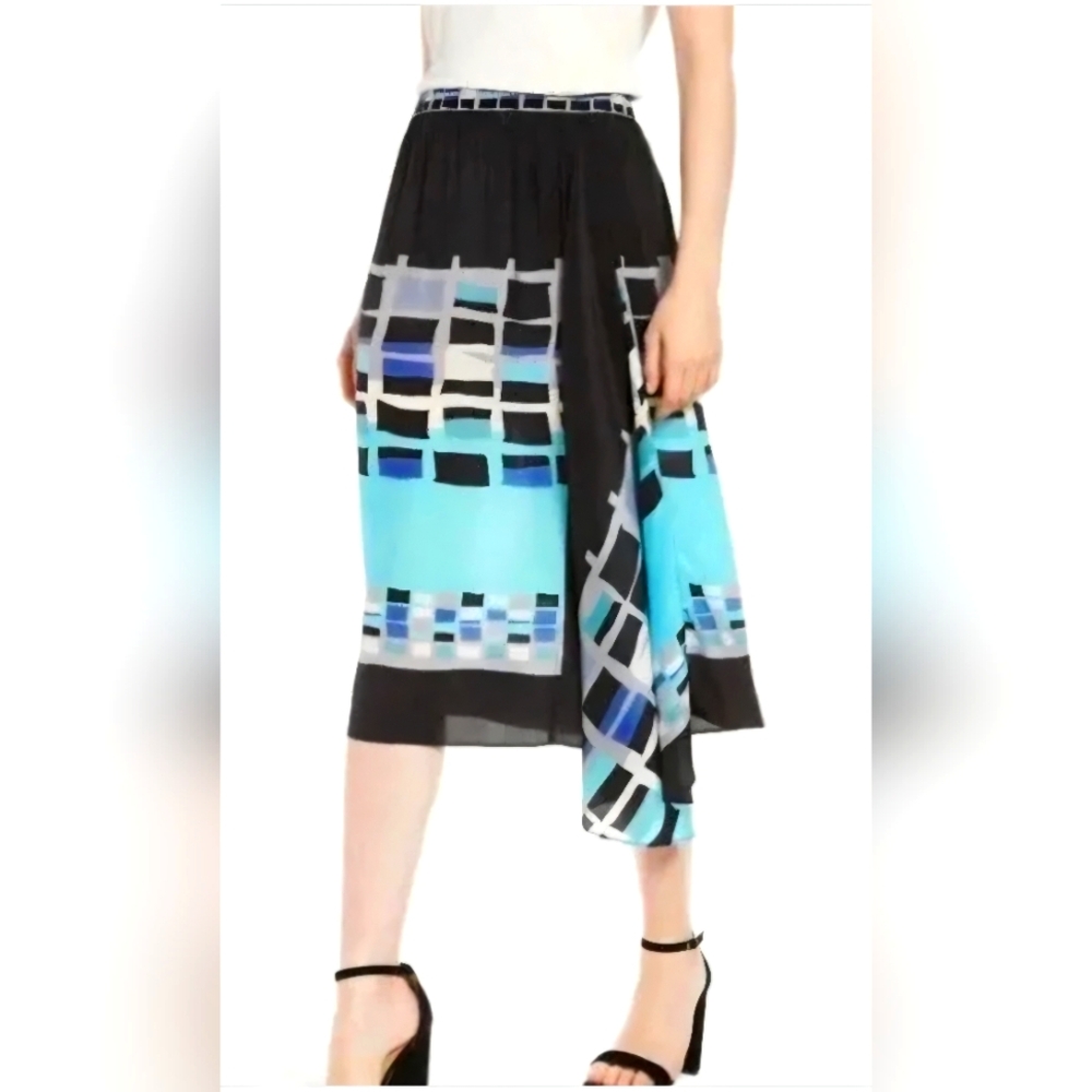 NIC+ZOE A-Line Skirt - Black and Blue